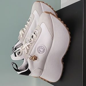 Leather & Suede Platform Versace Sneakers